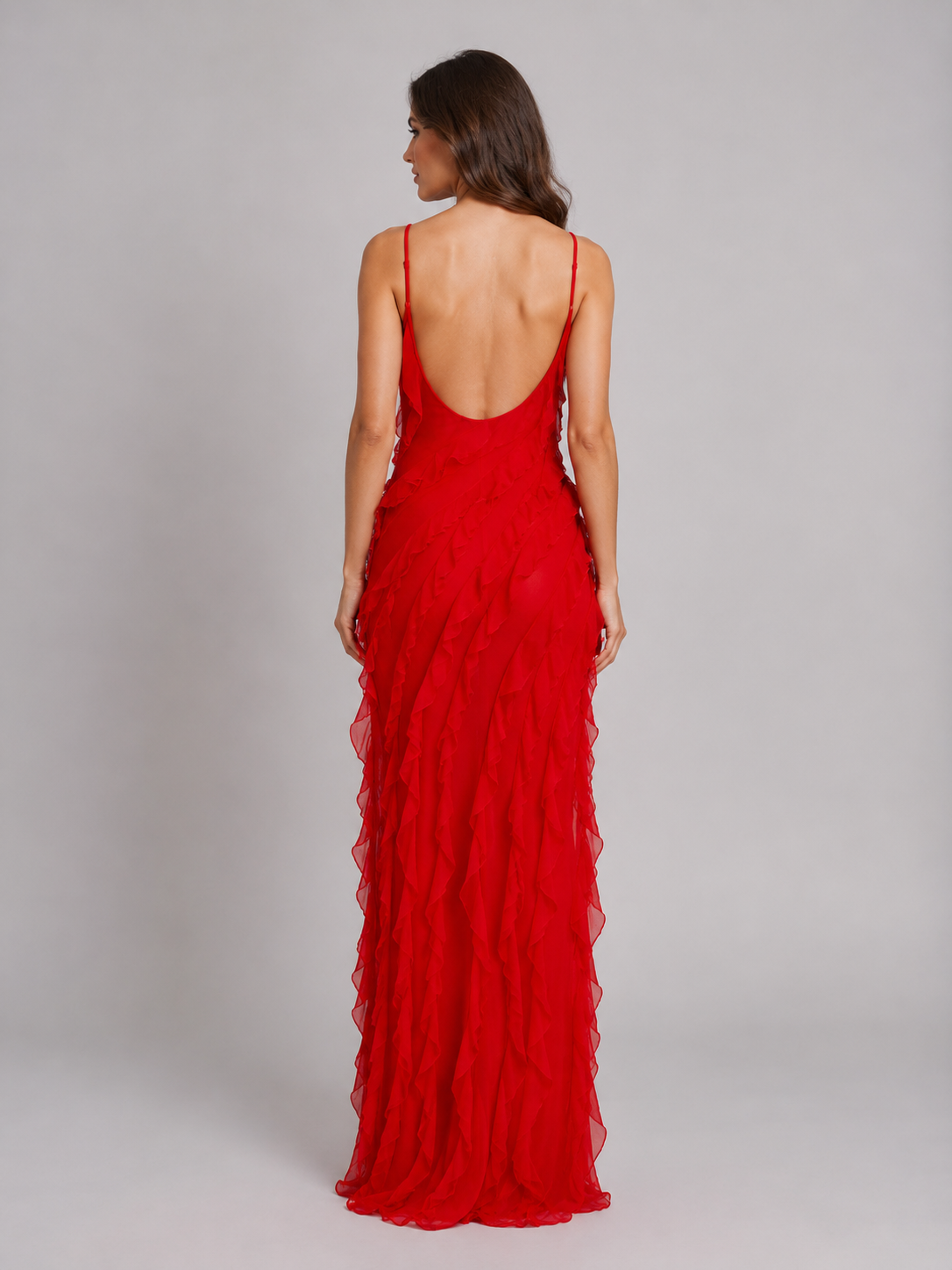 Women's Ruffle Maxi Dress with Flowing Movement