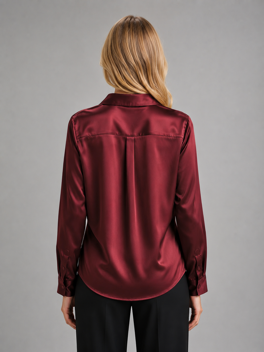 Women's Satin-Feel Blouse with Elegant Drape