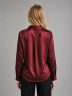 Women's Satin-Feel Blouse with Elegant Drape