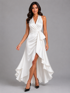 Women's Satin Halter Maxi Gown for Evening Occasions