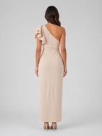 Women's One-Shoulder Midi Dress with Ruffle Detail