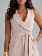 Women's Sleeveless Wide Leg Jumpsuit with Tie Waist