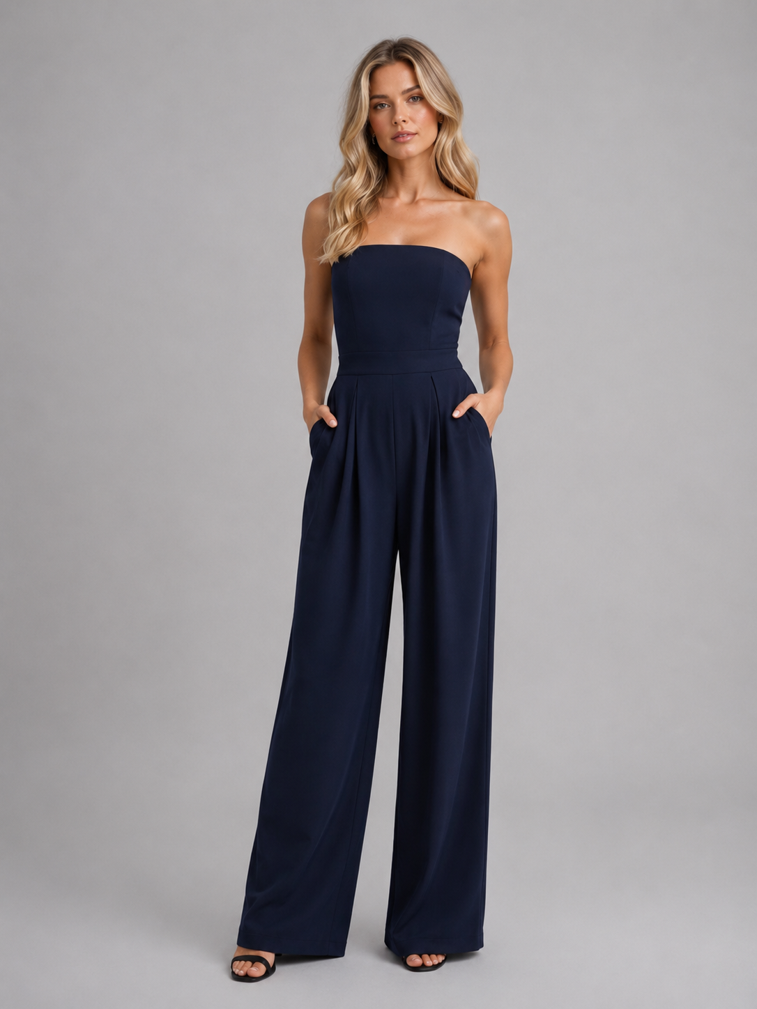 Women's Strapless Wide Leg Jumpsuit