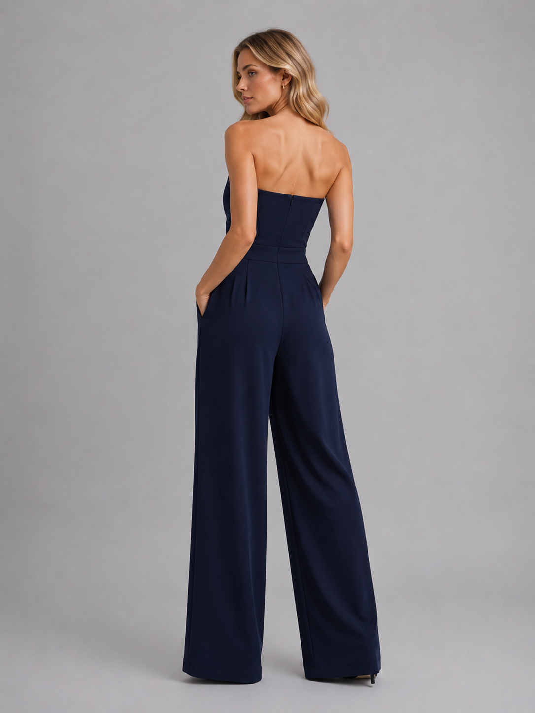 Women's Strapless Wide Leg Jumpsuit