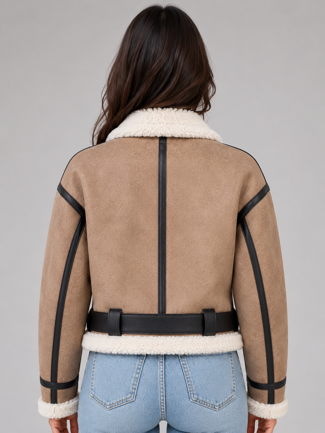 Women's Cropped Aviator Teddy Jacket