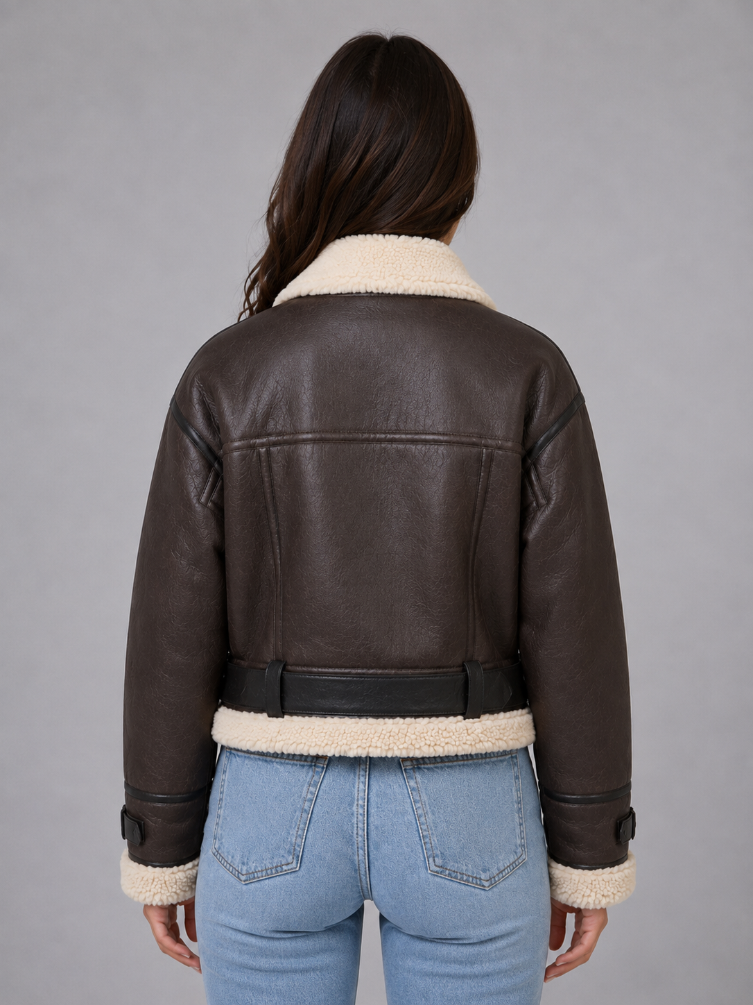Women's Cropped Aviator Teddy Jacket