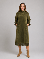 Women's Suede-Look Fringe Hem Dress