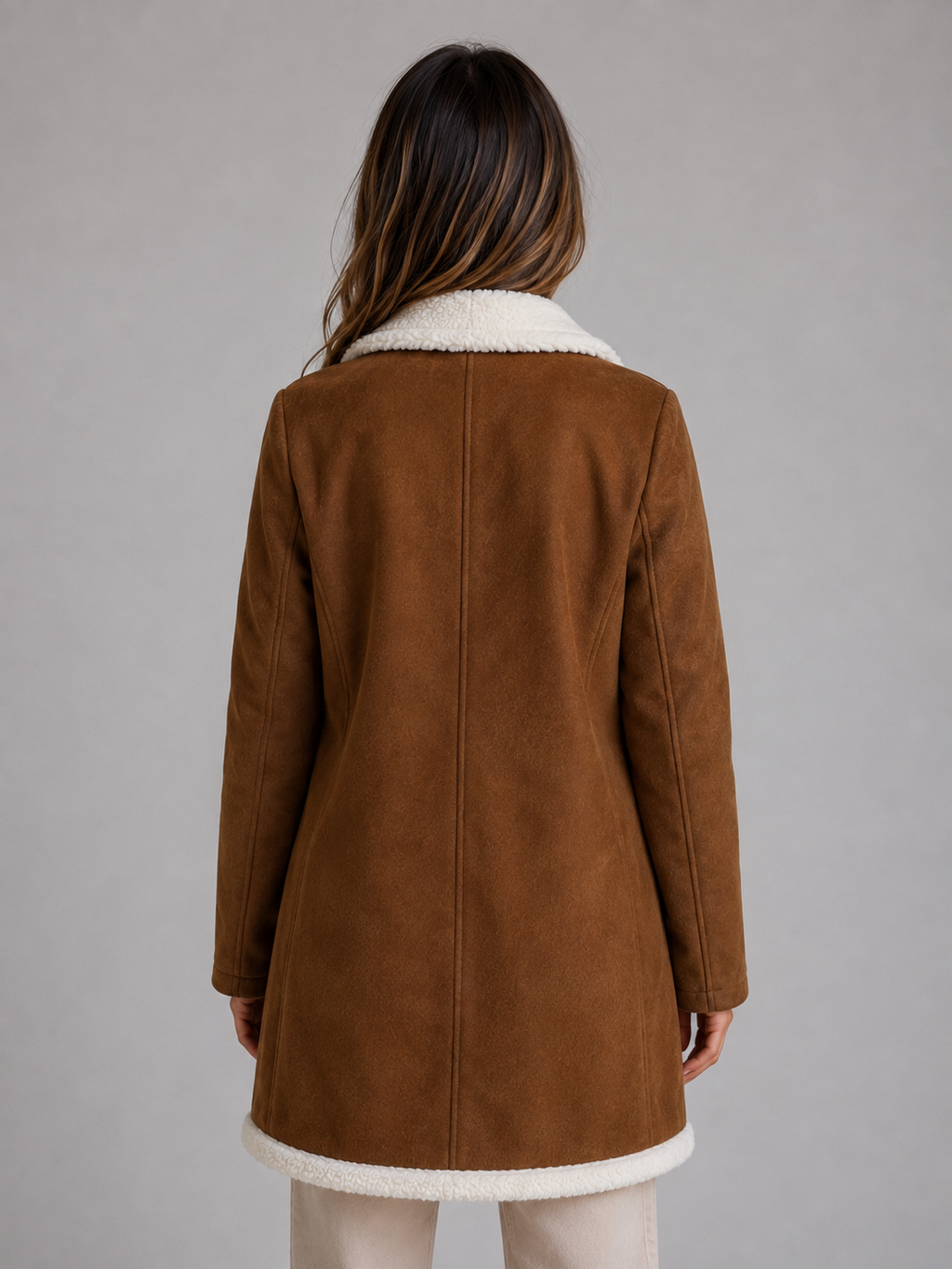 Women's Suede-Look Shearling Trim Coat