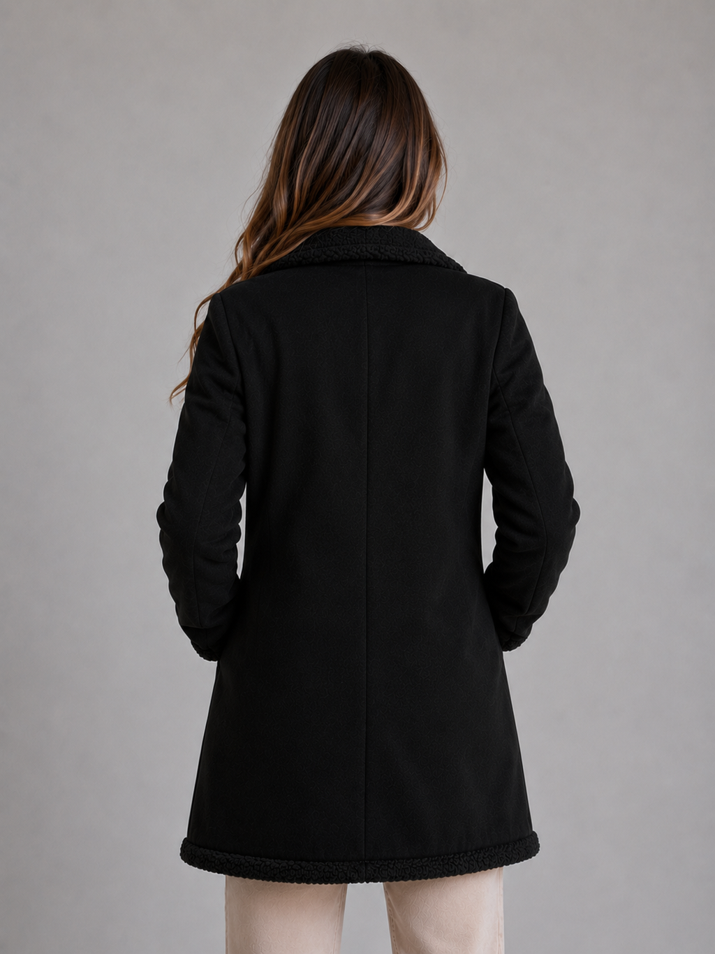 Women's Suede-Look Shearling Trim Coat