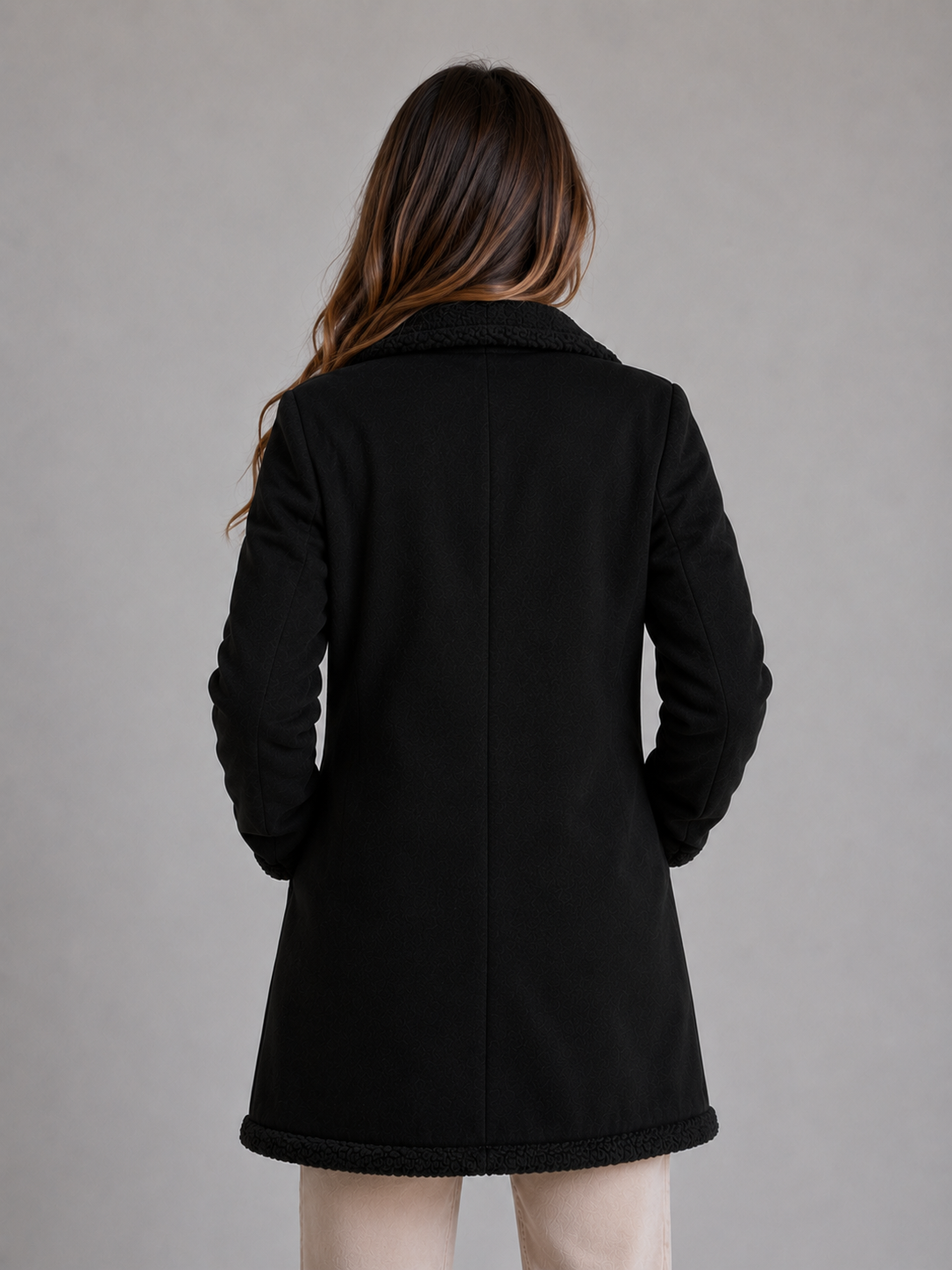 Women's Suede-Look Shearling Trim Coat