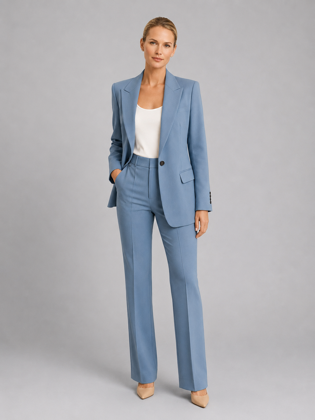 Women's Tailored Blazer and High-Waist Trousers Set