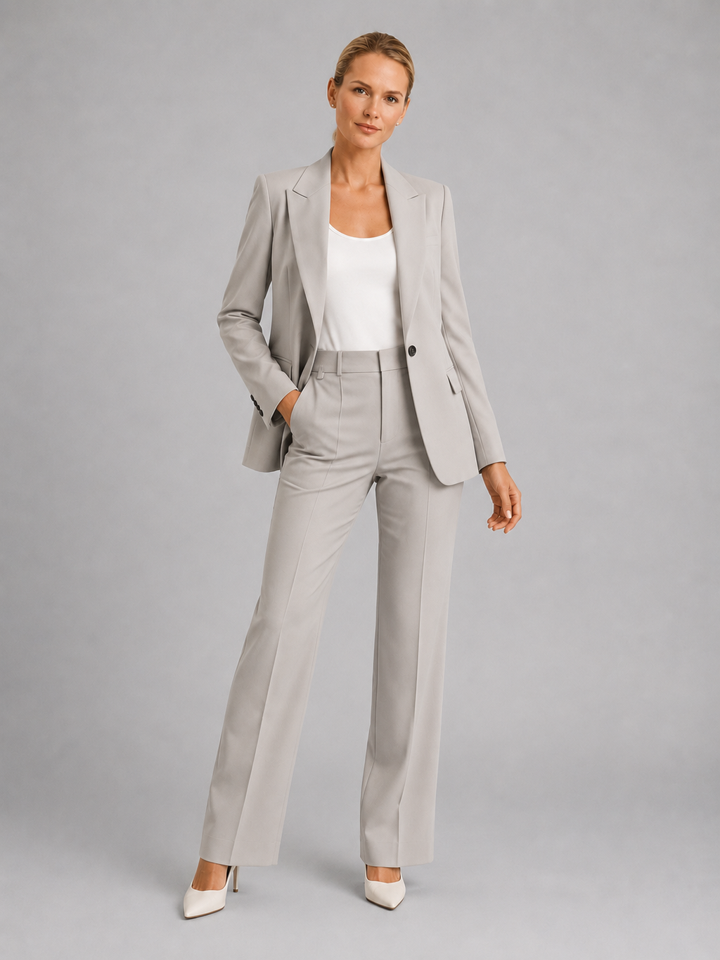Women's Tailored Blazer and High-Waist Trousers Set