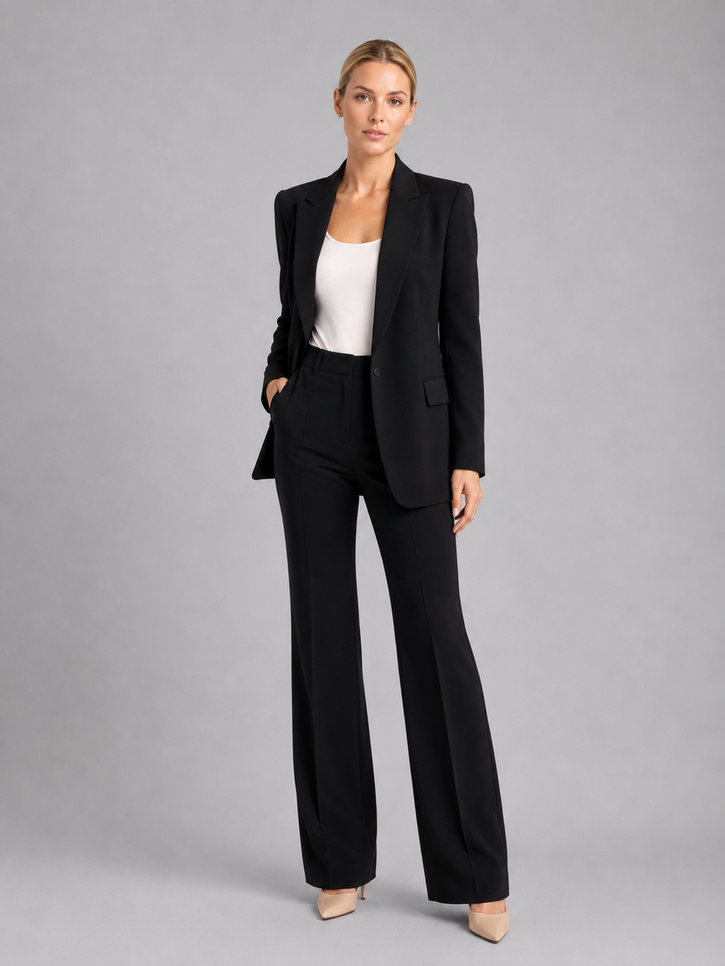 Women's Tailored Blazer and High-Waist Trousers Set