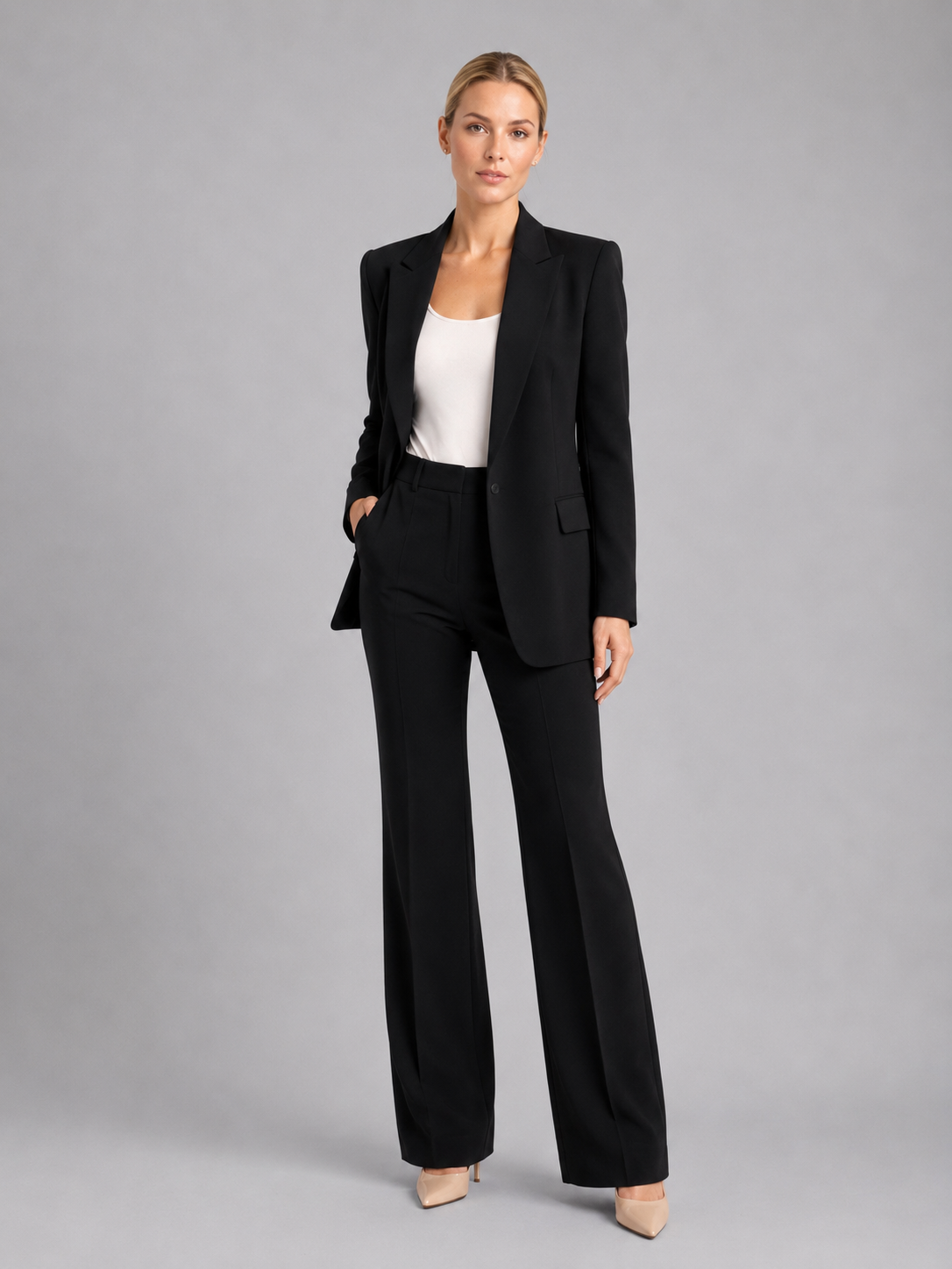 Women's Tailored Blazer and High-Waist Trousers Set