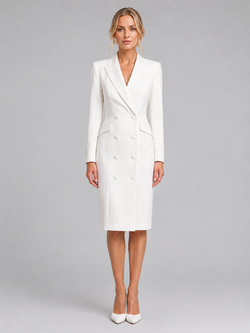 Women's Tailored Blazer Midi Dress for Formal Occasions