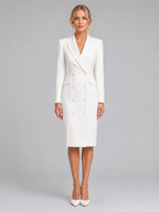 Women's Tailored Blazer Midi Dress for Formal Occasions