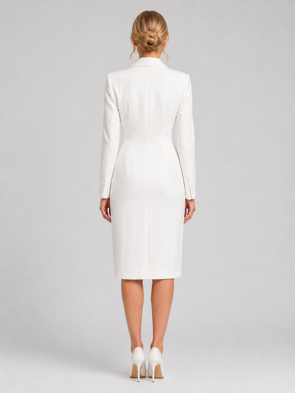 Women's Tailored Blazer Midi Dress for Formal Occasions