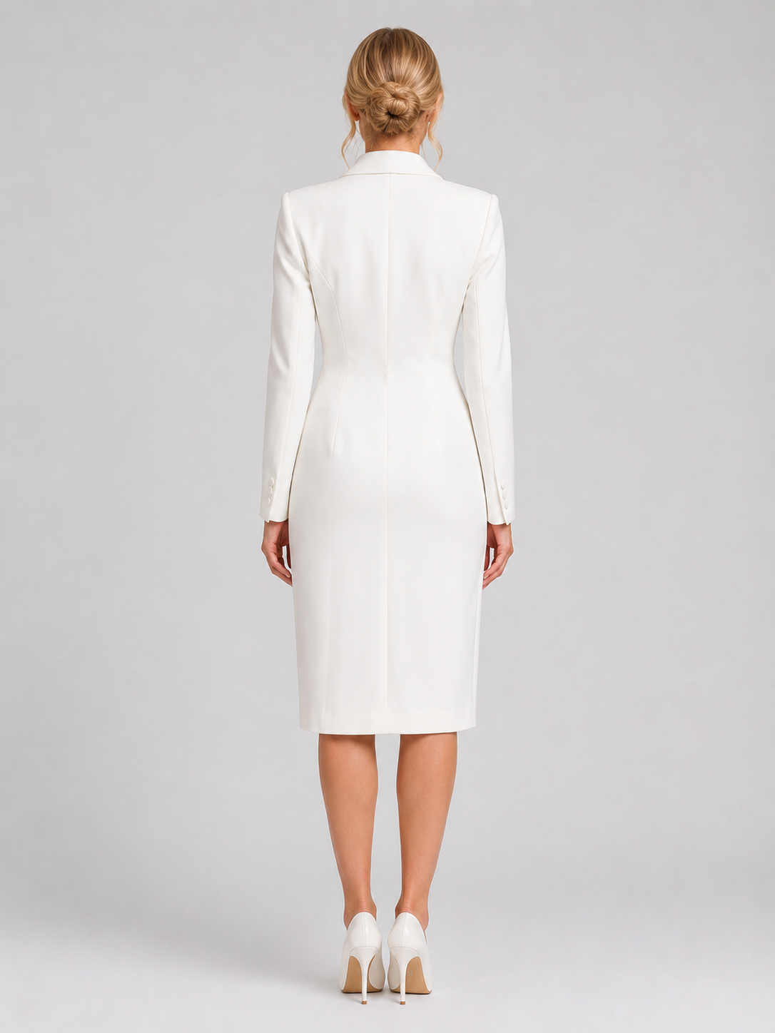 Women's Tailored Blazer Midi Dress for Formal Occasions