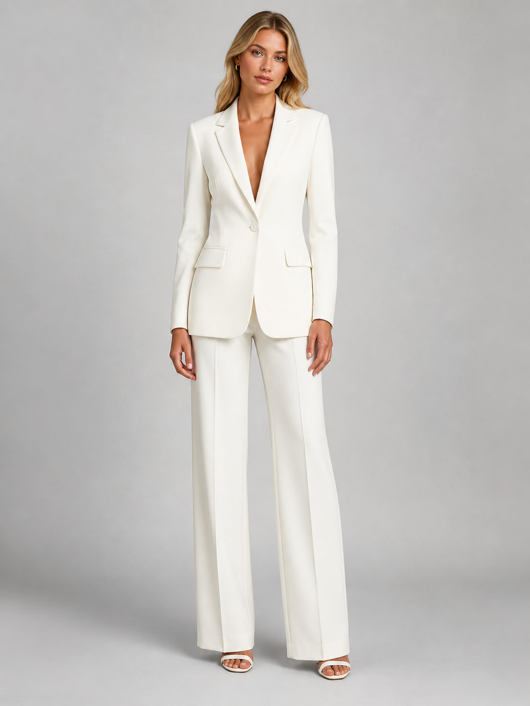 Women's Tailored Blazer and Wide-Leg Trousers Set