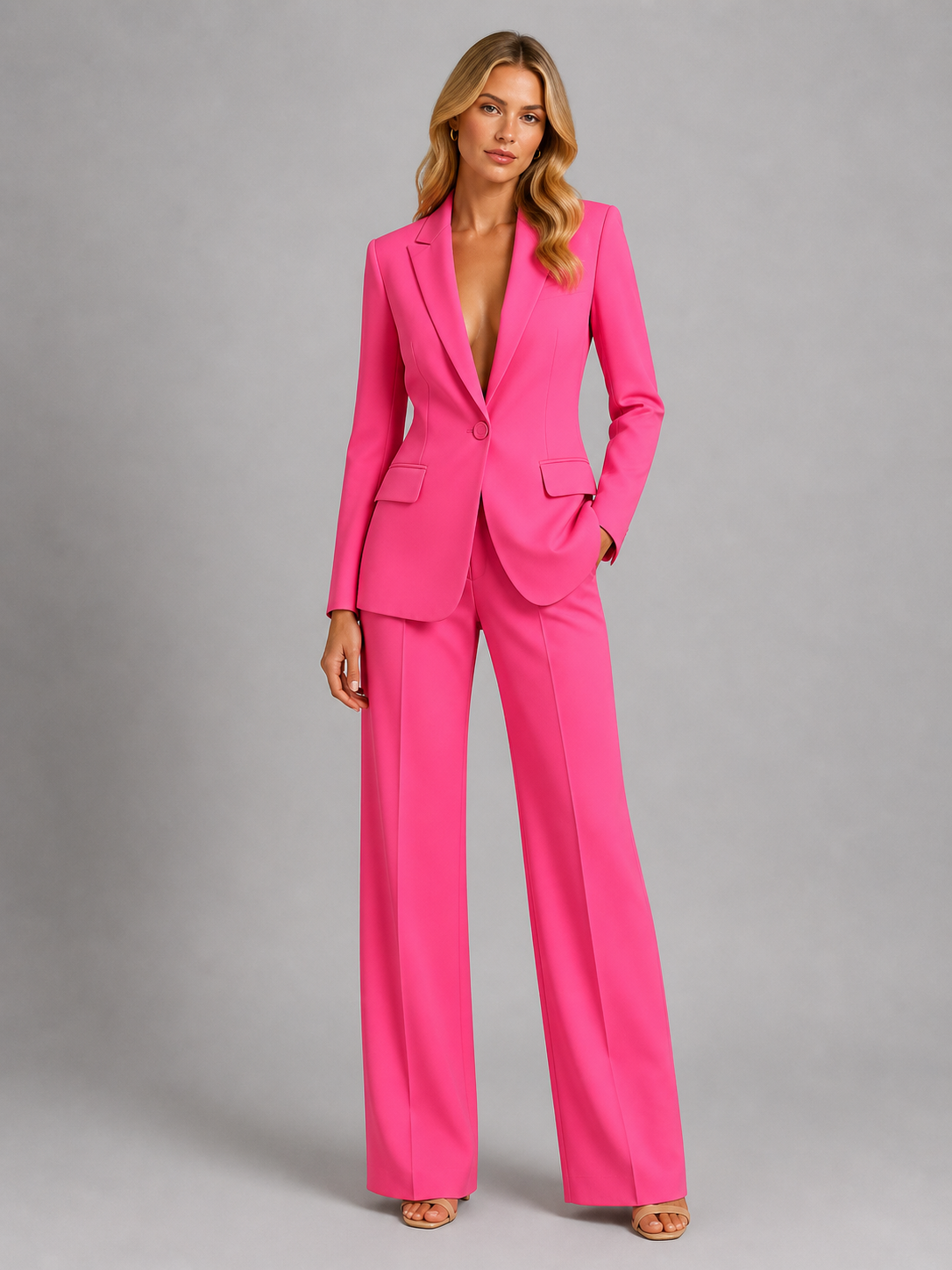 Women's Tailored Blazer and Wide-Leg Trousers Set