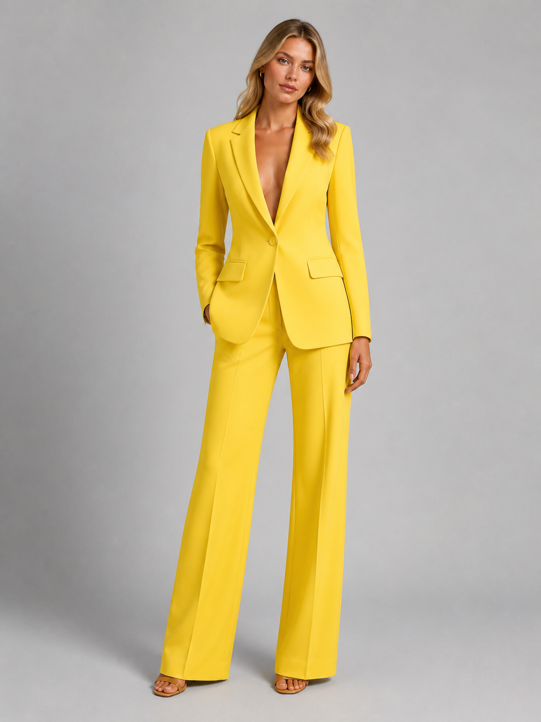 Women's Tailored Blazer and Wide-Leg Trousers Set