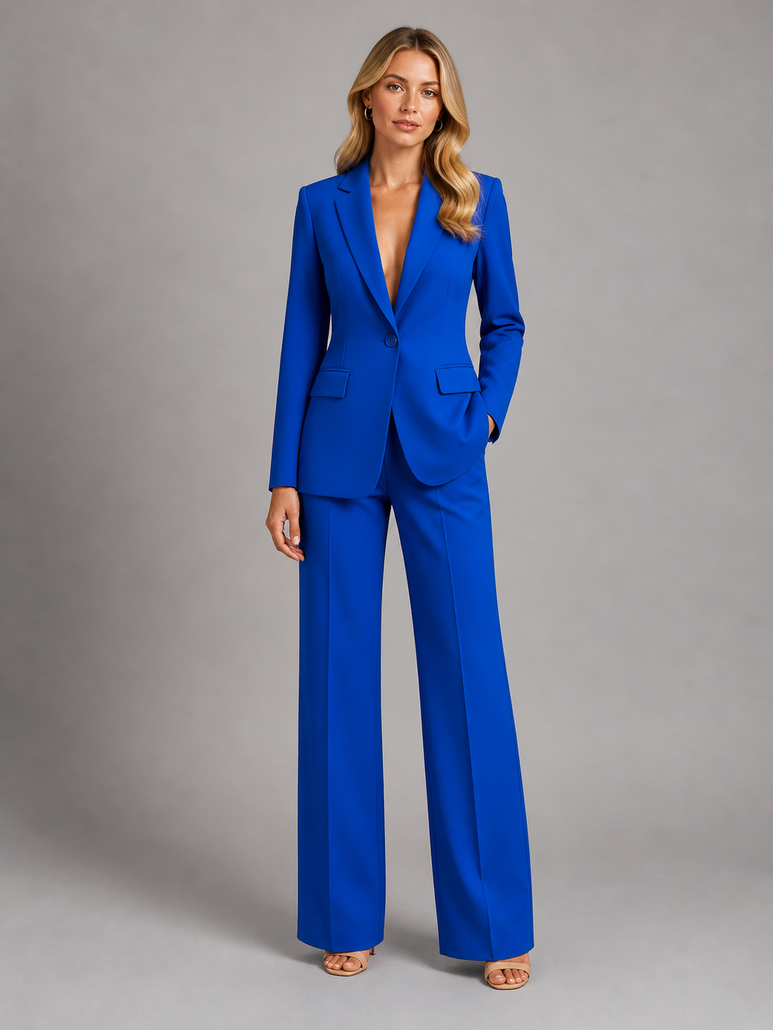 Women's Tailored Blazer and Wide-Leg Trousers Set
