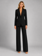 Women's Tailored Blazer and Wide-Leg Trousers Set