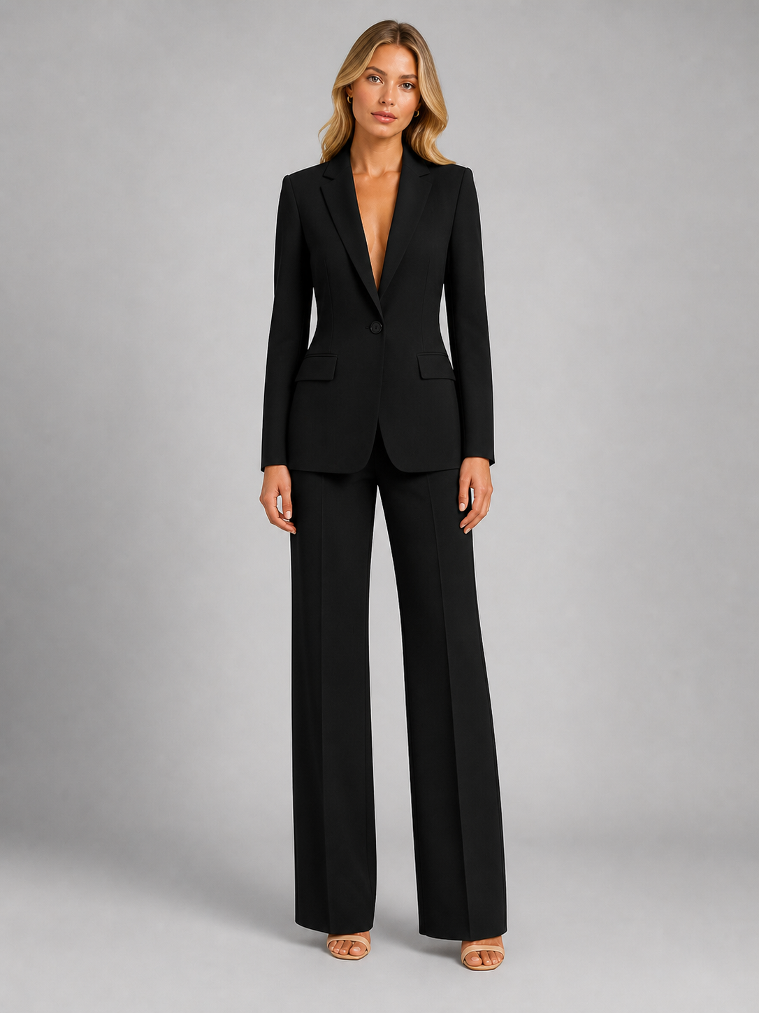 Women's Tailored Blazer and Wide-Leg Trousers Set