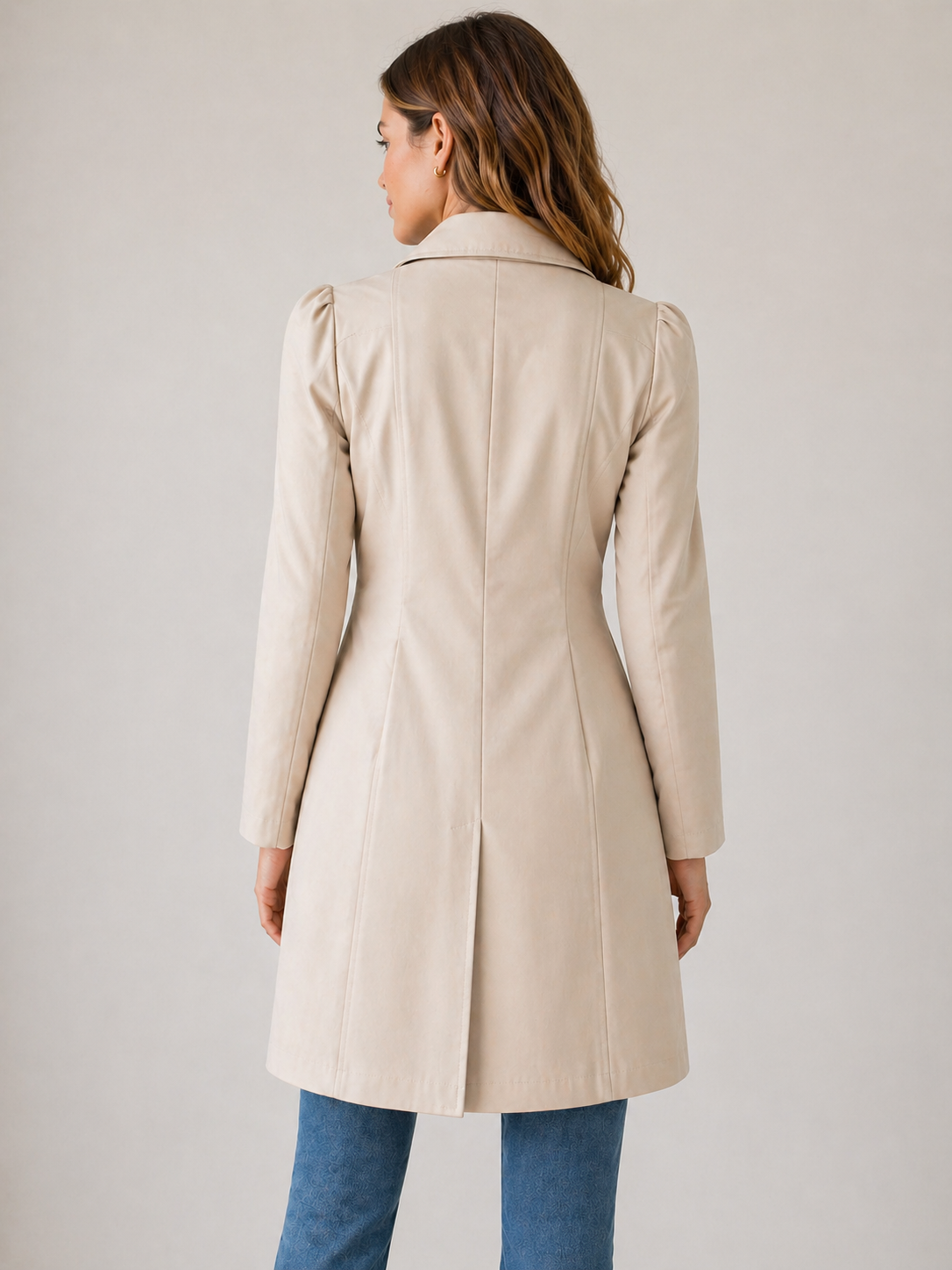 Women's Tailored Trench Coat with Button Detail