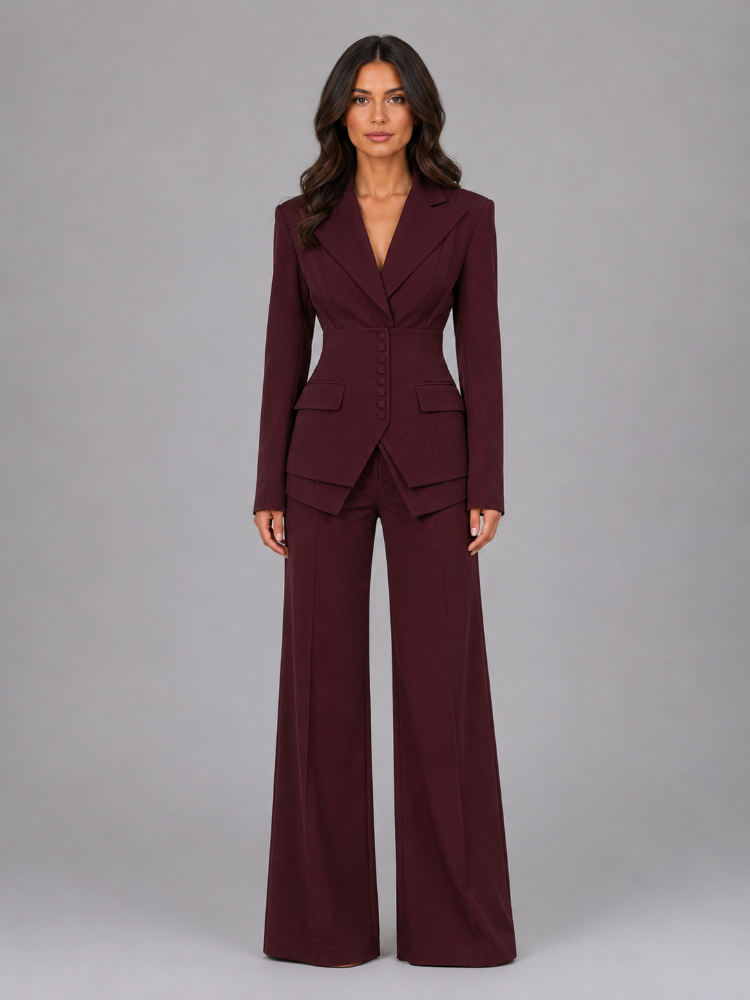 Women's Tailored Three-Piece Suit with Cinched Waist