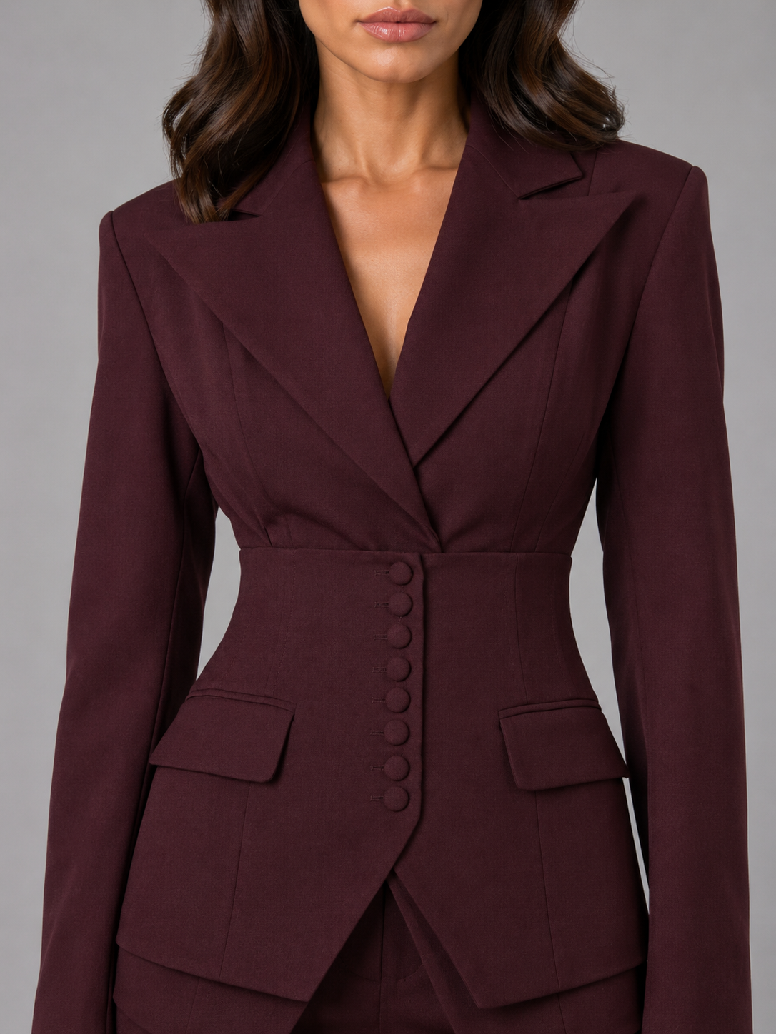 Women's Tailored Three-Piece Suit with Cinched Waist