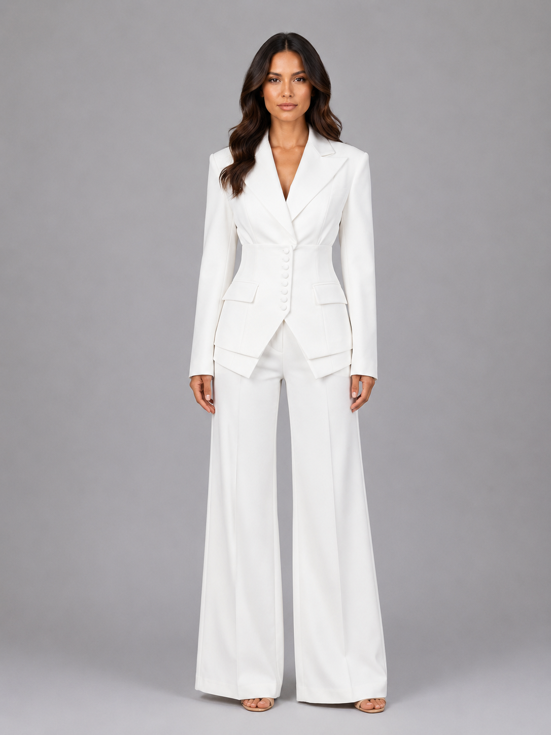 Women's Tailored Three-Piece Suit with Cinched Waist