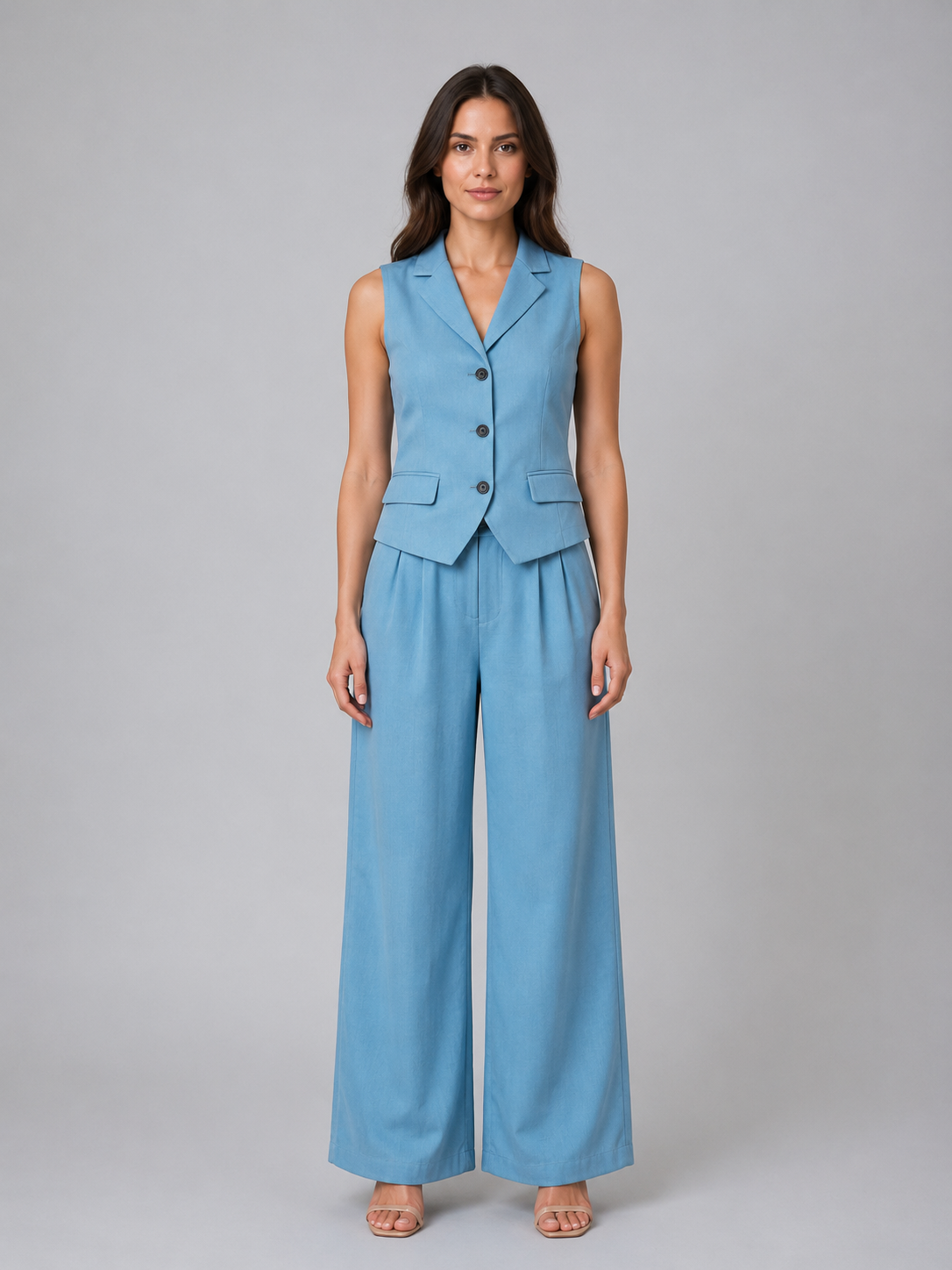 Women's Tailored Waistcoat and Wide Leg Trouser Set
