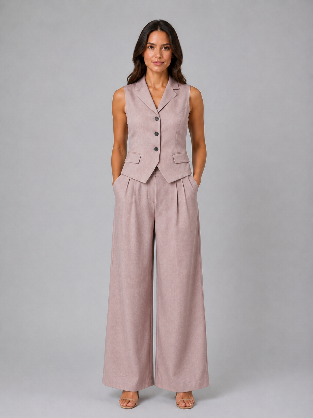 Women's Tailored Waistcoat and Wide Leg Trouser Set