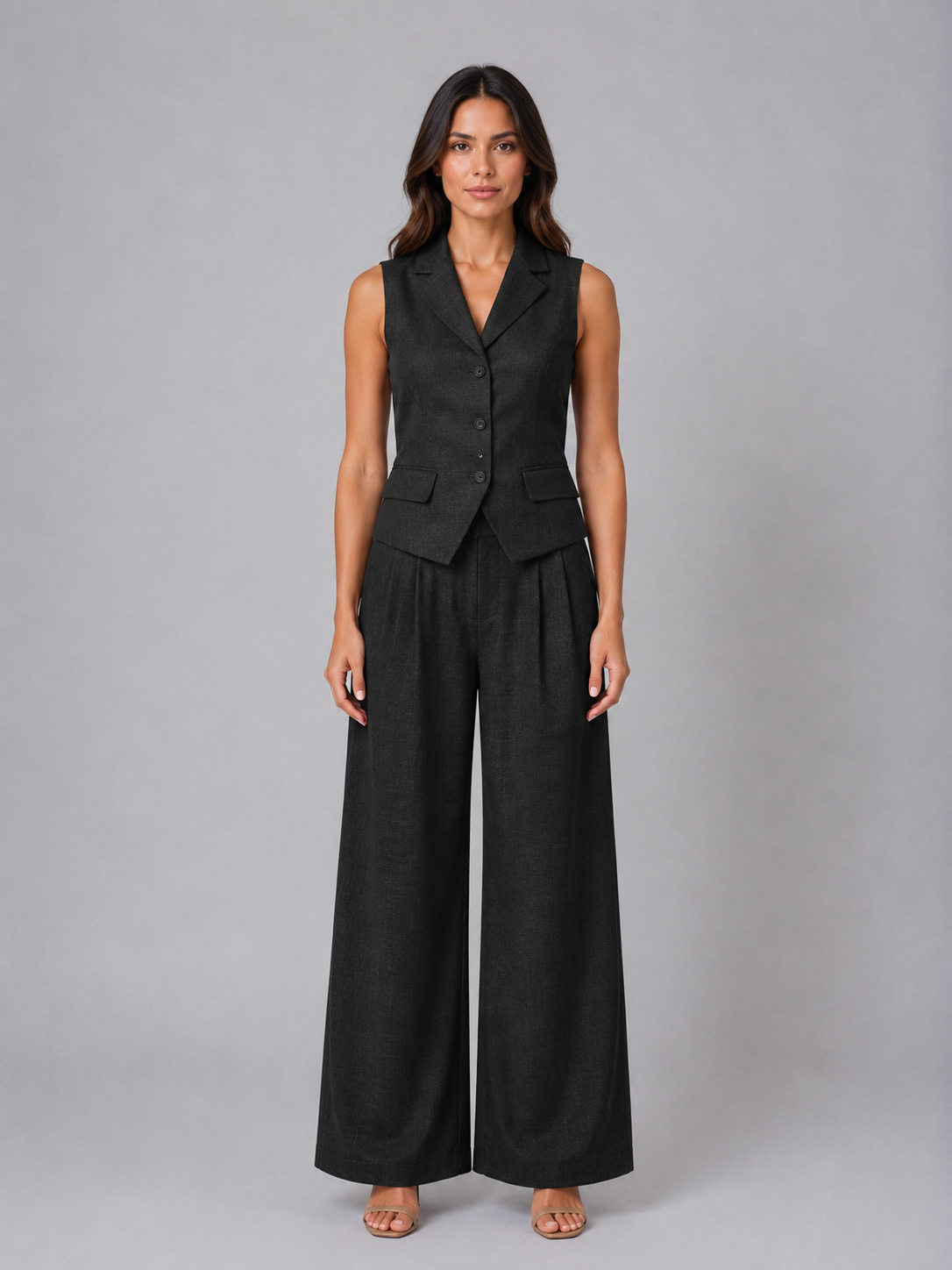 Women's Tailored Waistcoat and Wide Leg Trouser Set