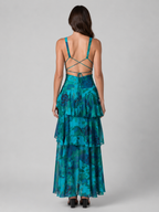 Women's Tiered Ruffle V-Neck Maxi Dress