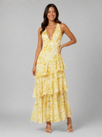 Women's Tiered Ruffle V-Neck Maxi Dress