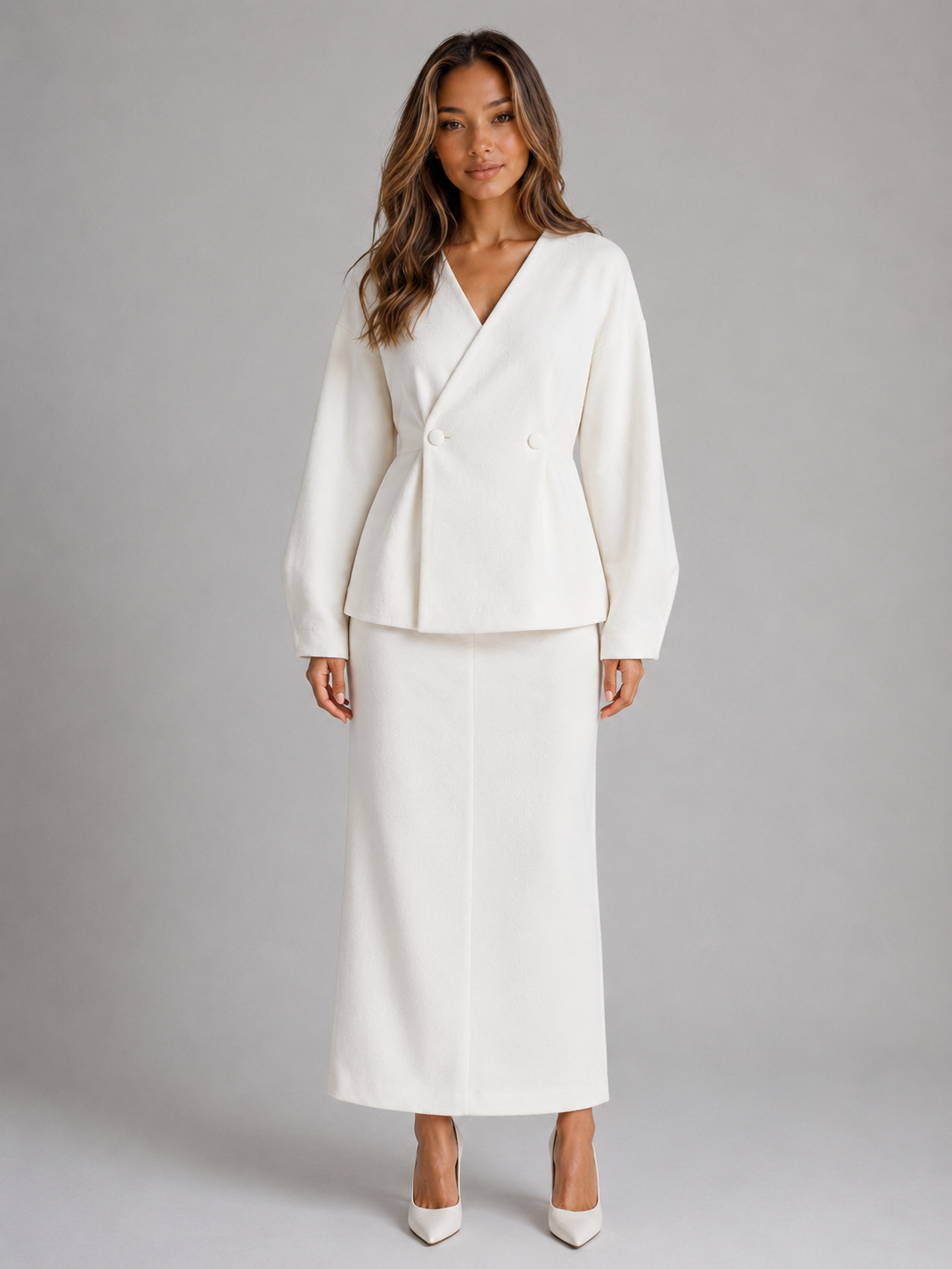 Women's Two-Piece Peplum Jacket Skirt Set