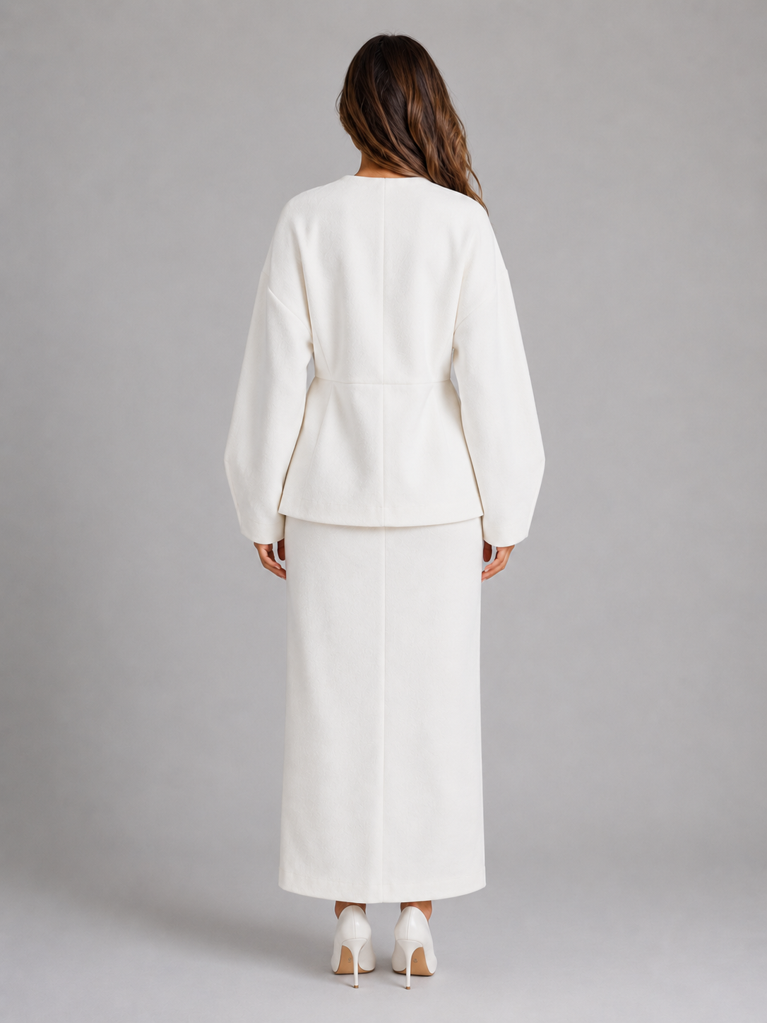Women's Two-Piece Peplum Jacket Skirt Set