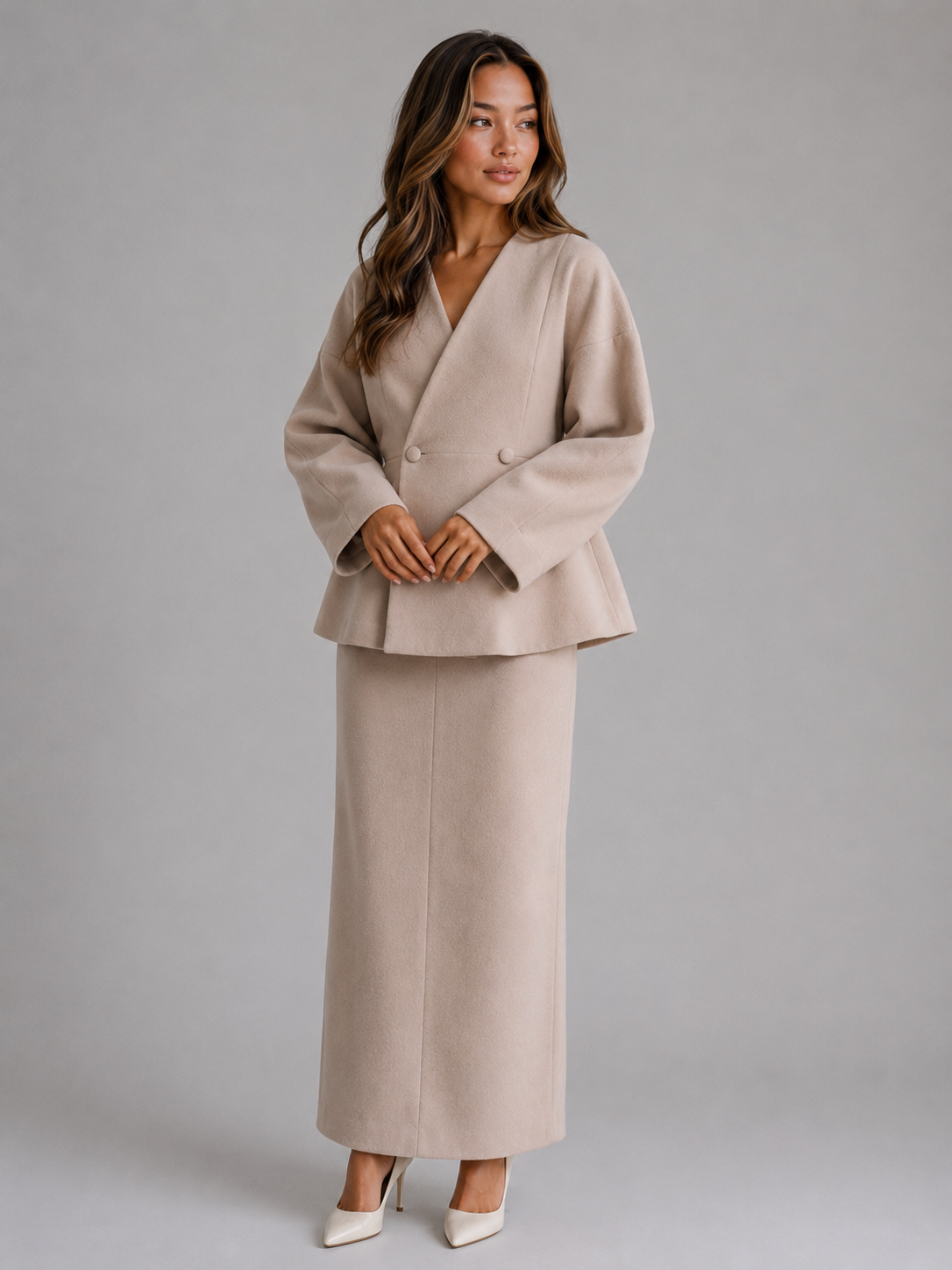 Women's Two-Piece Peplum Jacket Skirt Set