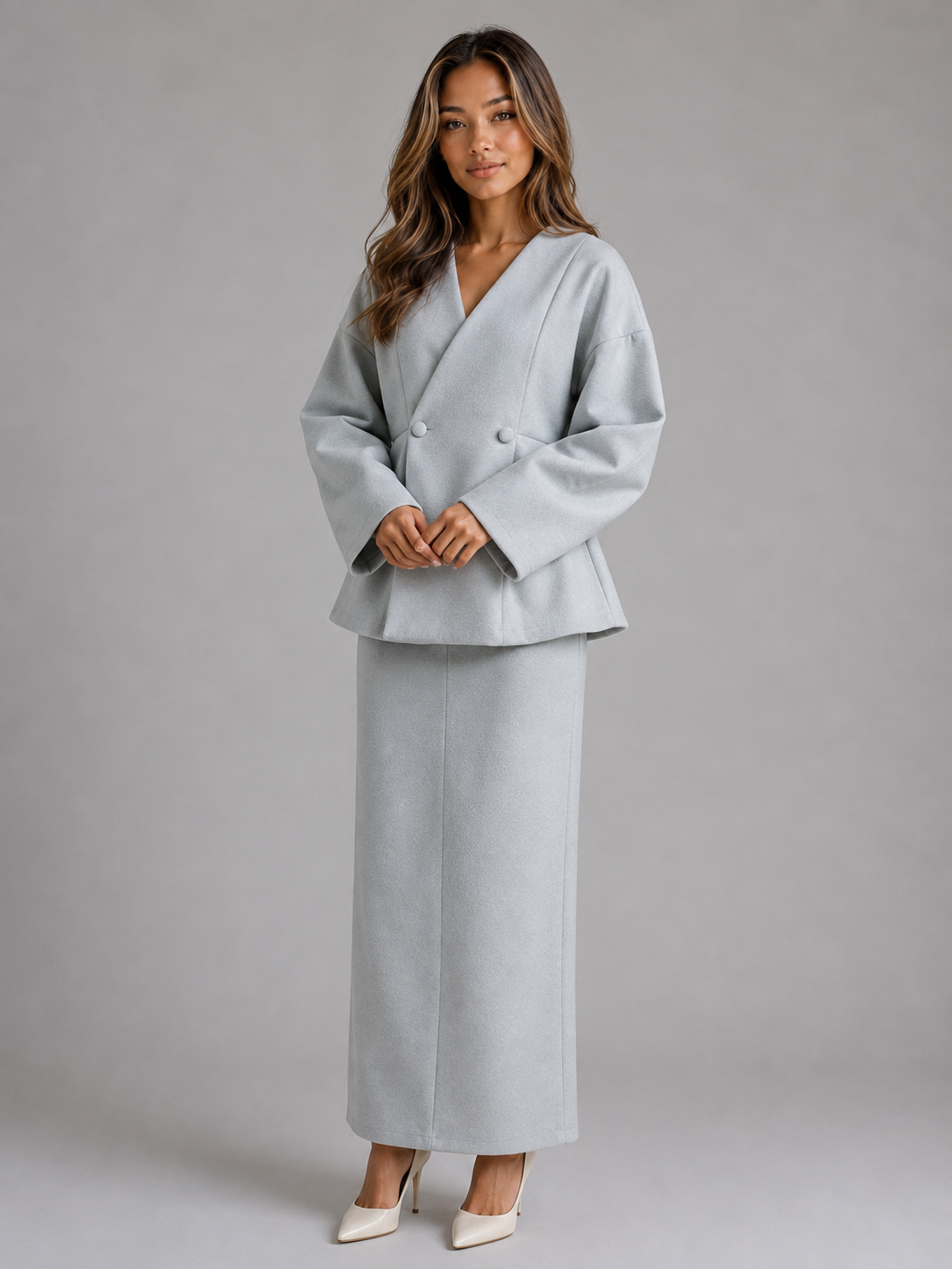 Women's Two-Piece Peplum Jacket Skirt Set