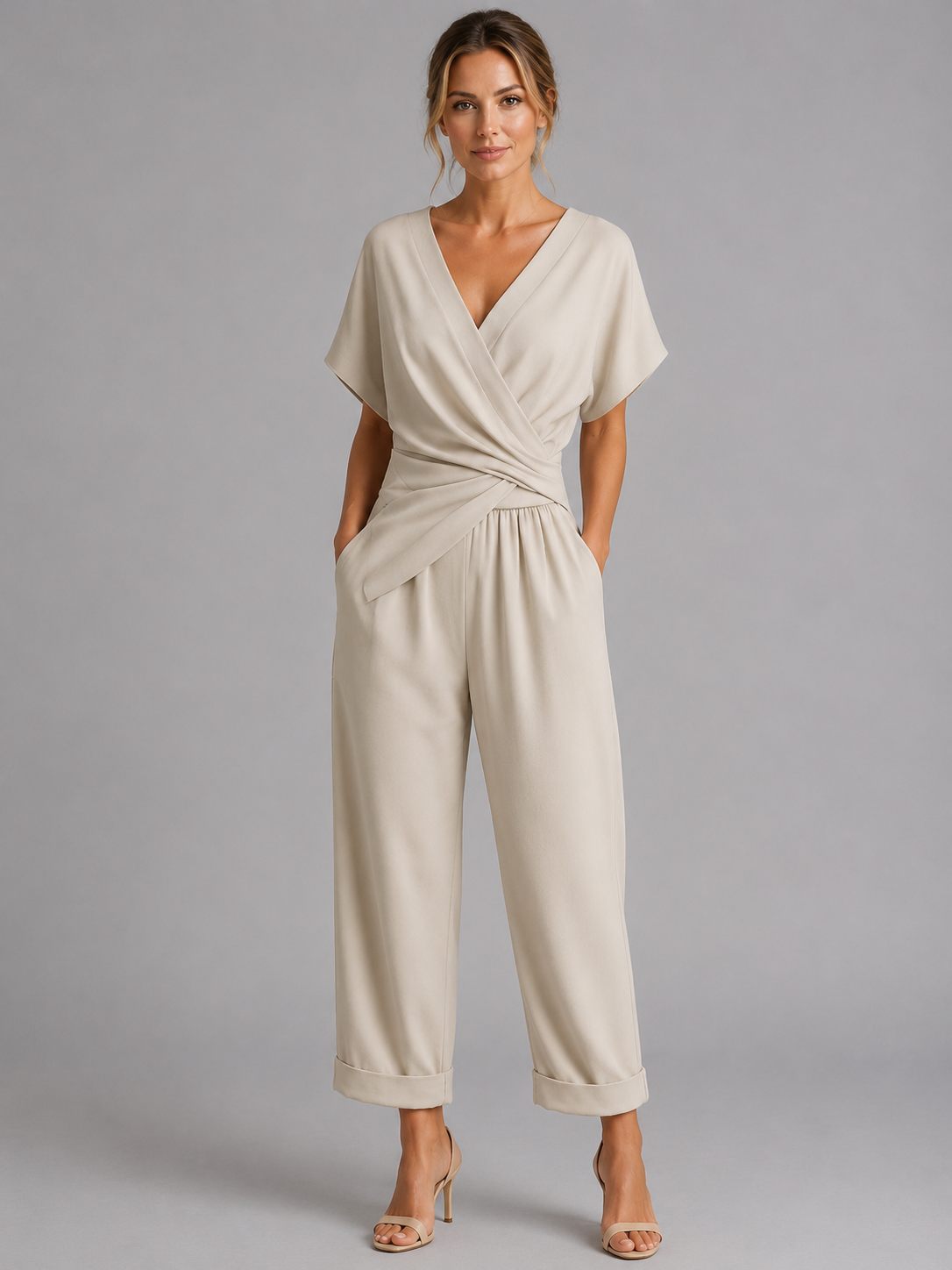 Women's Wrap-Front Two-Piece Set for Relaxed Summer Style