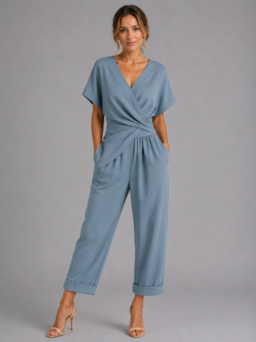 Women's Wrap-Front Two-Piece Set for Relaxed Summer Style