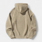 Ribbed Knit Hoodie Relaxed Fit Drawstring for Men