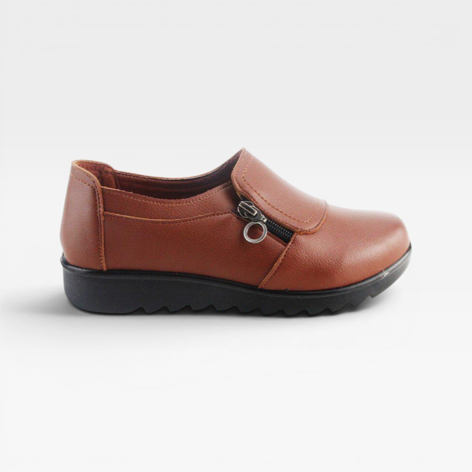 Women's Leather Loafers with Zip Detail