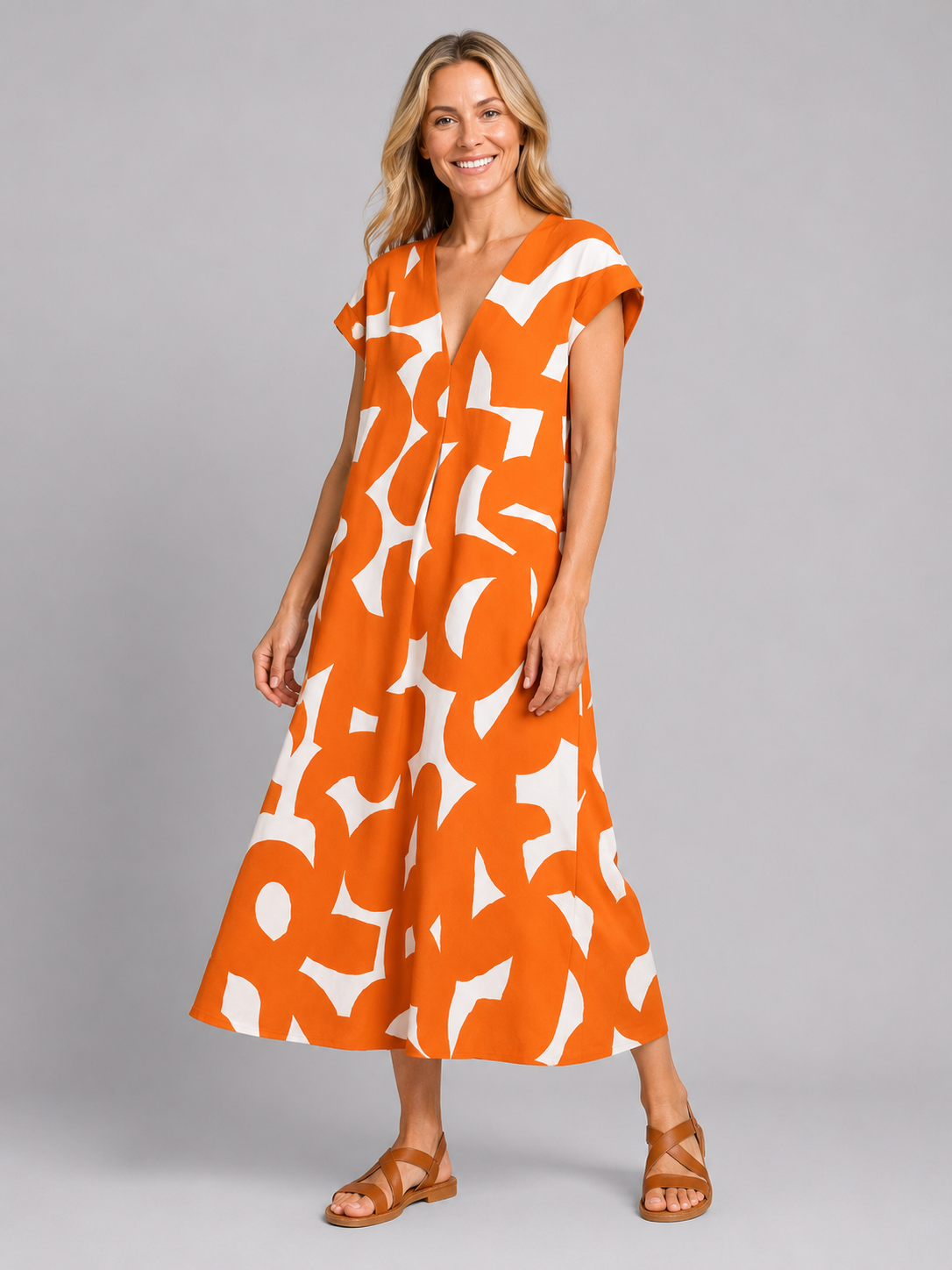 Women's Abstract Print Maxi Dress for Summer