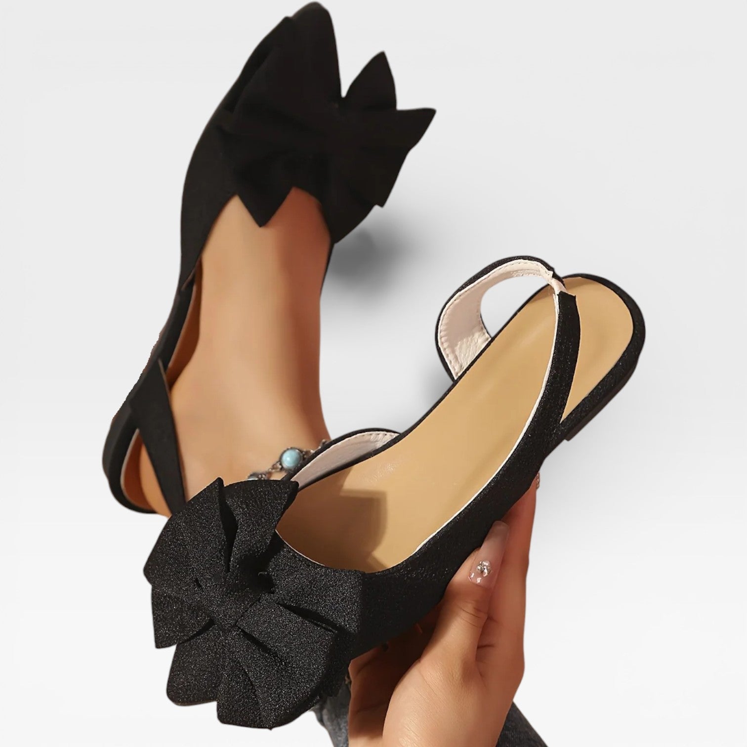 Women's Pointed-Toe Slingback Flats with Bow