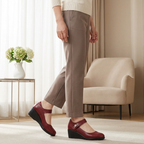 Women's Leather Mary Jane Mid-Heel Pumps