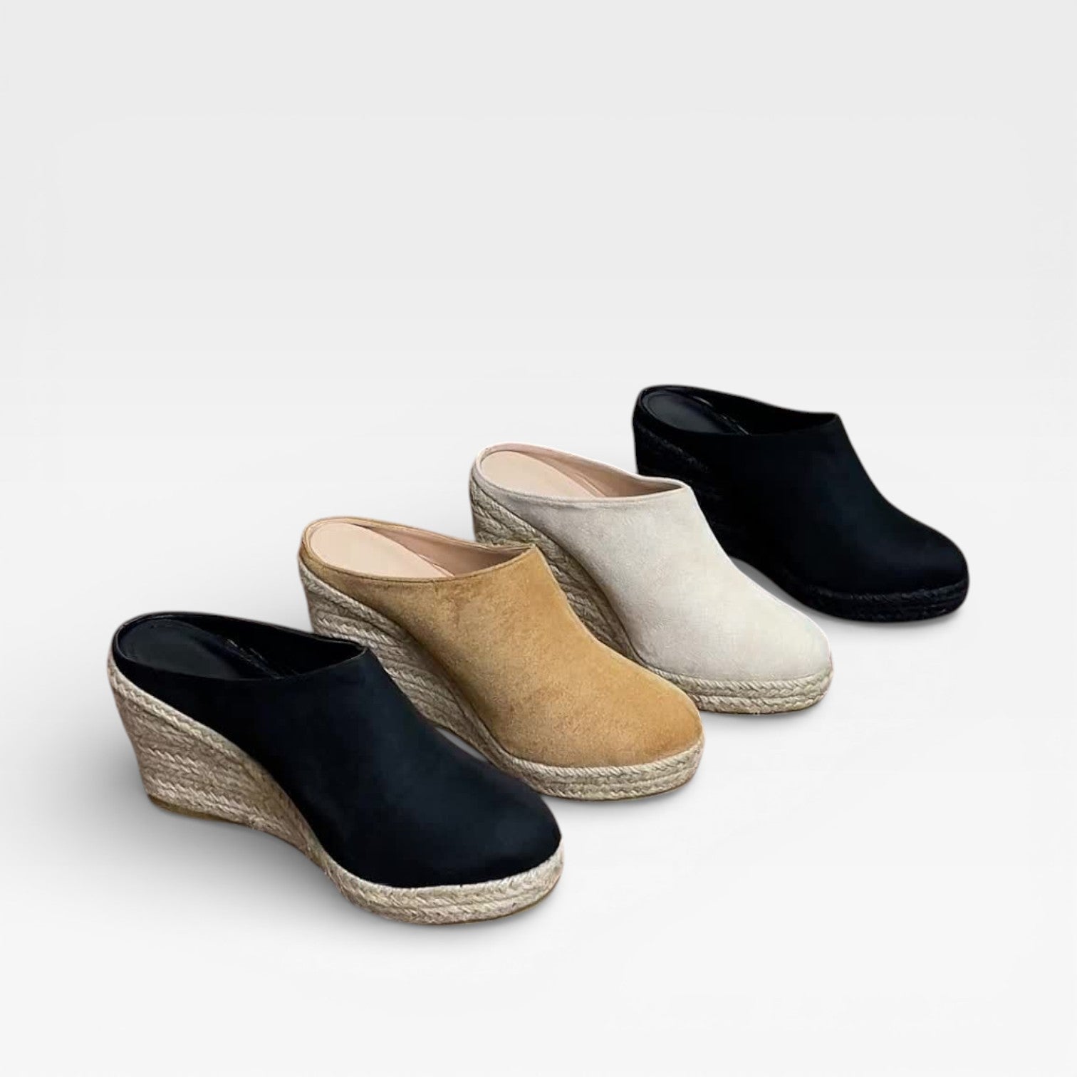 Women's Velvet Wedge Sandals with Rope Sole