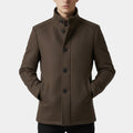 Wool-Blend Trench Coat Stand Collar Tailored Fit for Men